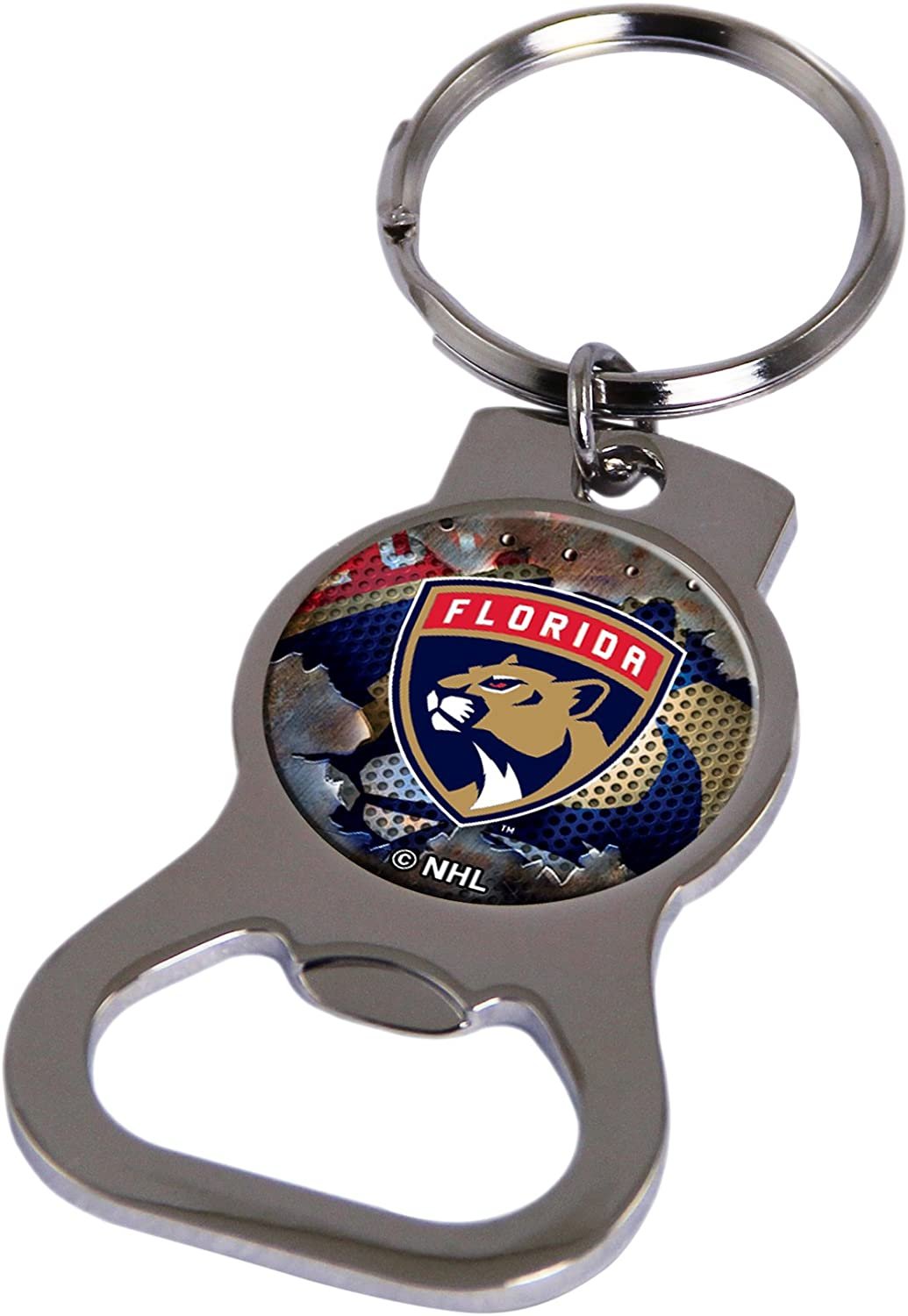 Ottawa Senators Premium Solid Metal Bottle Opener Keychain, Silver Key Ring, Team Logo