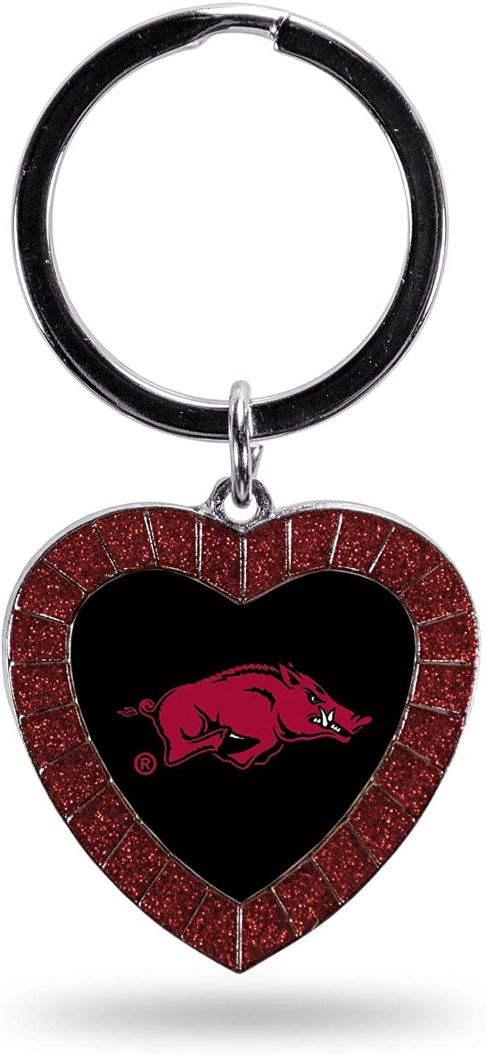 Arkansas Razorbacks NCAA Rhinestone Heart Colored Keychain, Maroon, 3-inches in length