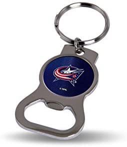 Columbus Blue Jackets Premium Solid Metal Bottle Opener Keychain, Silver Key Ring, Team Logo