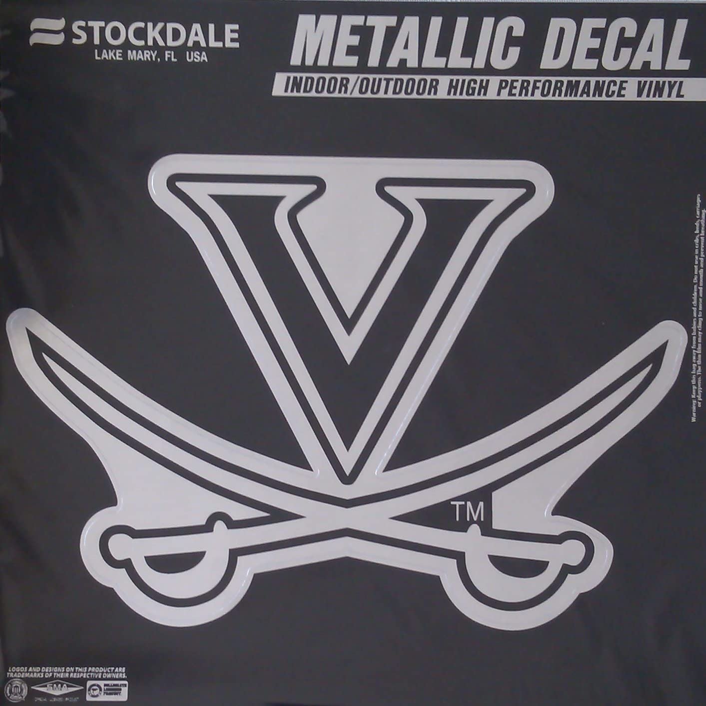 University of Virginia Cavaliers 6 Inch Decal Sticker, Metallic Chrome Shimmer Design