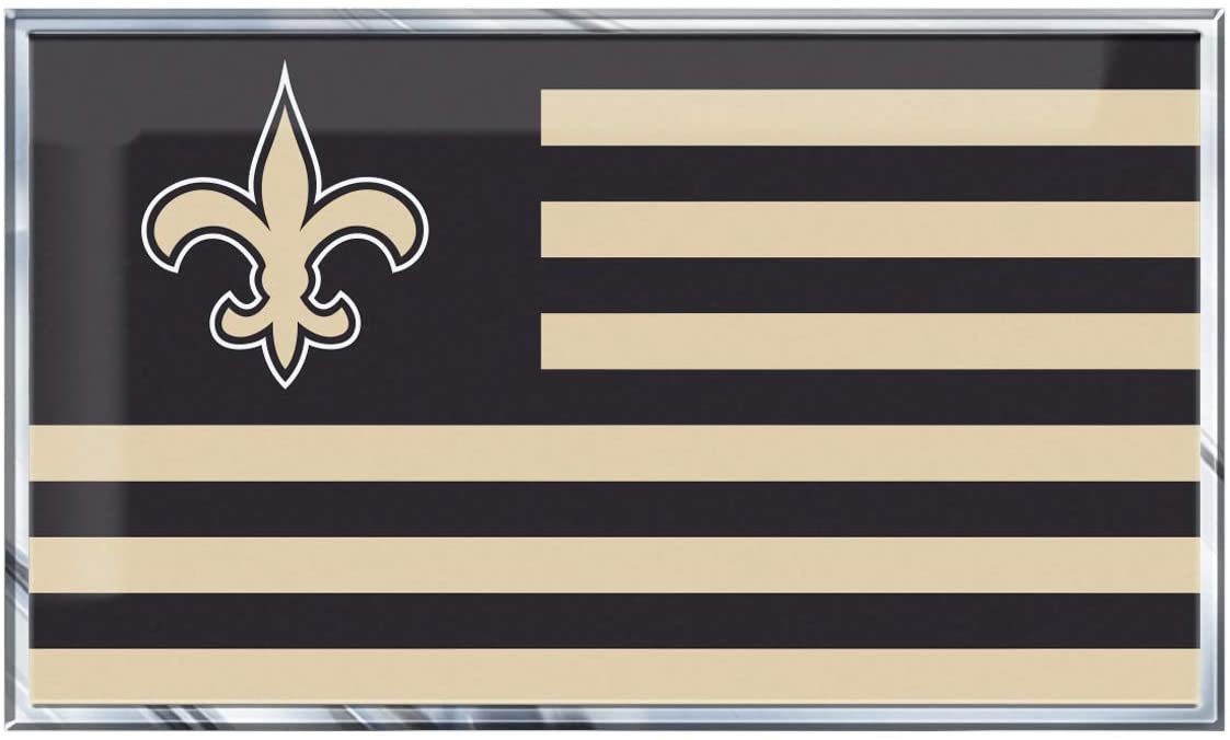New Orleans Saints Team Flag Design Auto Emblem, Aluminum Metal, Embossed Team Color, Raised Decal Sticker, Full Adhesive Backing