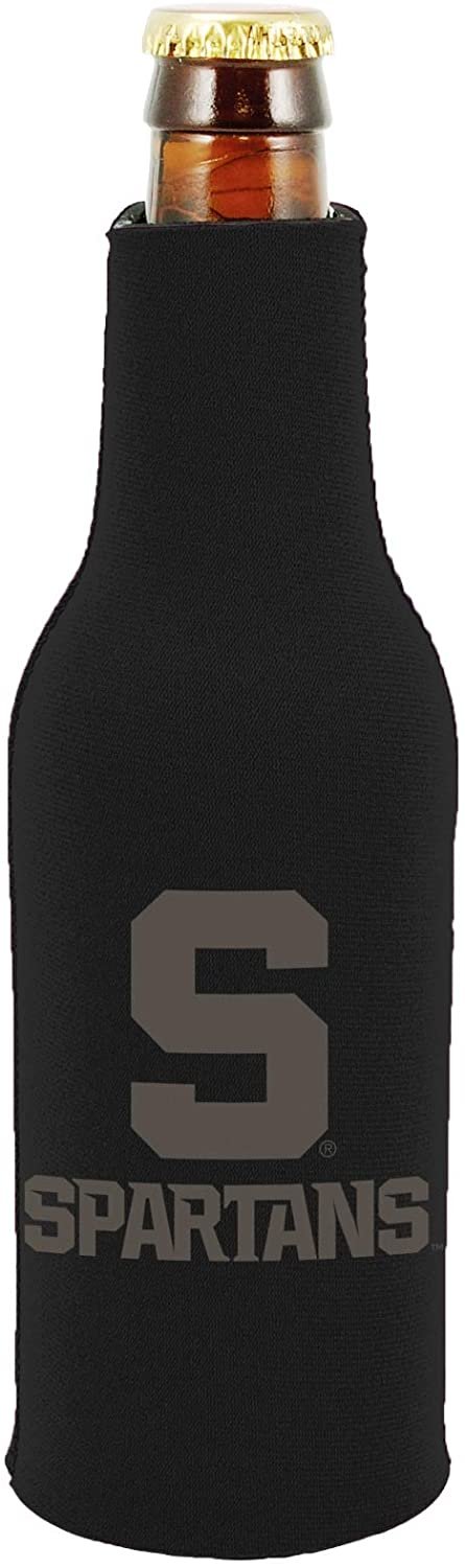 Michigan State Spartans 2-Pack Tonal Black Design Zipper Bottle Neoprene Beverage Insulator Holder University of