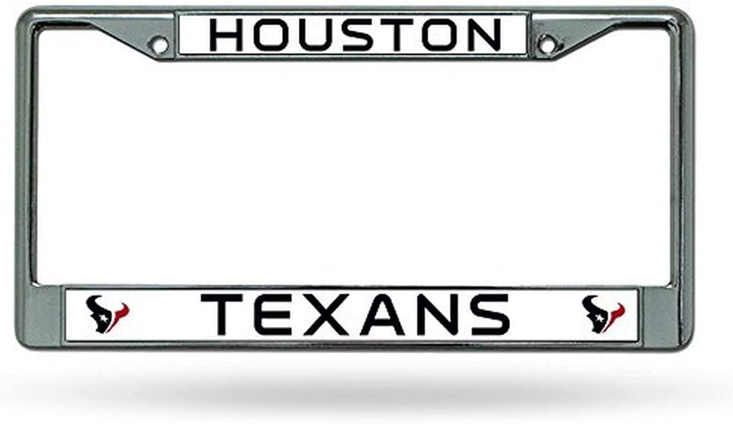Houston Texans Premium Metal License Plate Frame Chrome Tag Cover, 12x6 Inch
