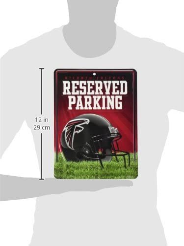 Atlanta Falcons Metal Wall Parking Sign, 8.5x11 Inch, Primary Design, Great for Man Cave, Bed Room, Office, Home Decor