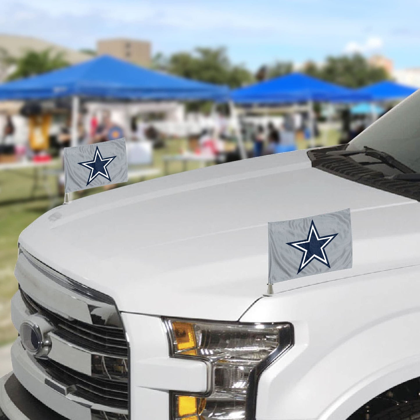 Dallas Cowboys Car Flag Set, Ambassador Style, 4x6 Inch Double Sided Flags, Set of 2, Gray