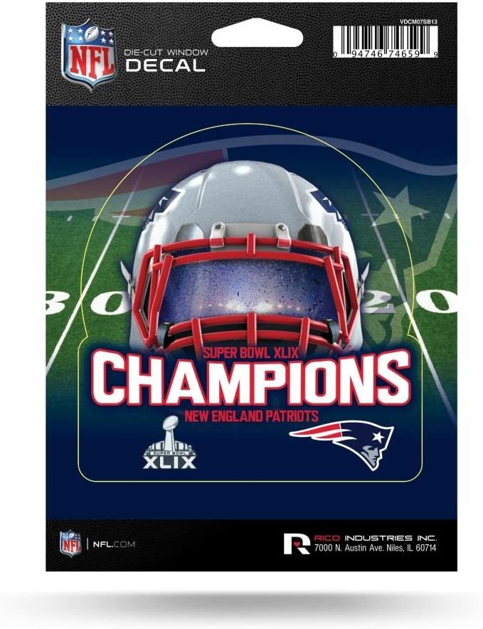 New England Patriots Super Bowl XLIX Champions 5 Inch Decal Sticker Flat Vinyl Die Cut Full Adhesive Backing