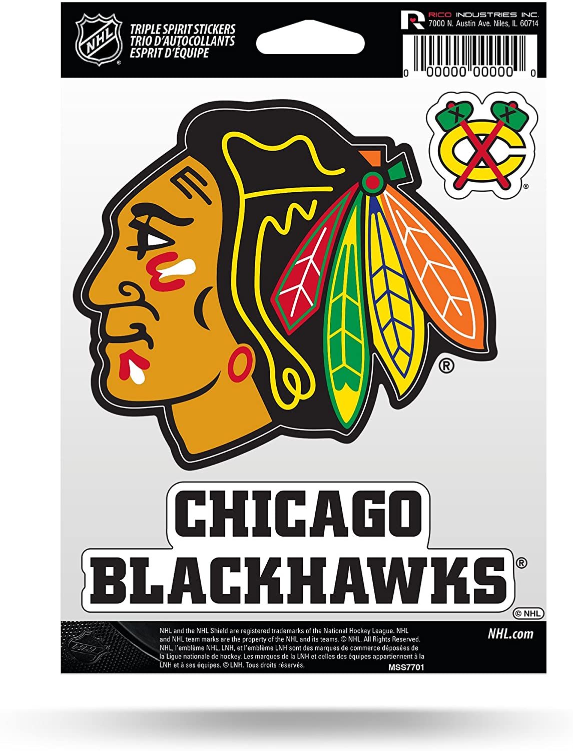 Chicago Blackhawks Triple Sticker Decal Sheet 3-Piece