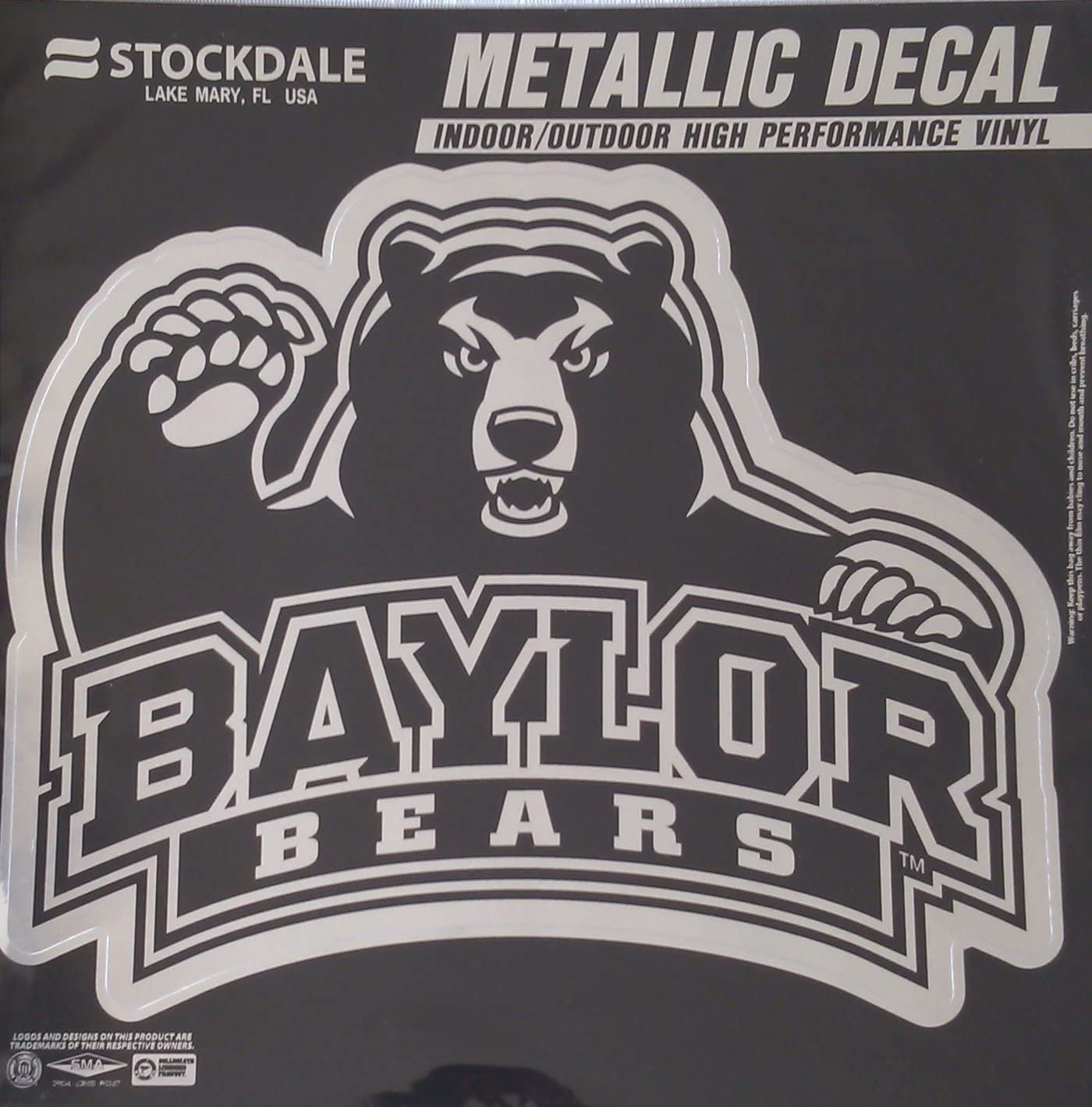 Baylor University Bears 6 Inch Decal Sticker, Metallic Chrome Shimmer Design