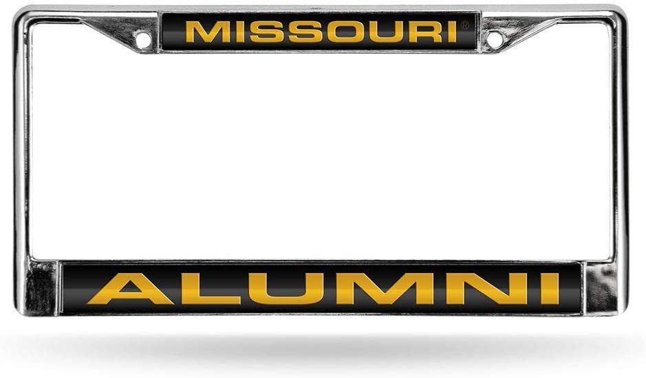 University of Missouri Tigers Alumni Black Metal License Plate Frame Tag Cover, Laser Mirrored Inserts, 12x6 Inch