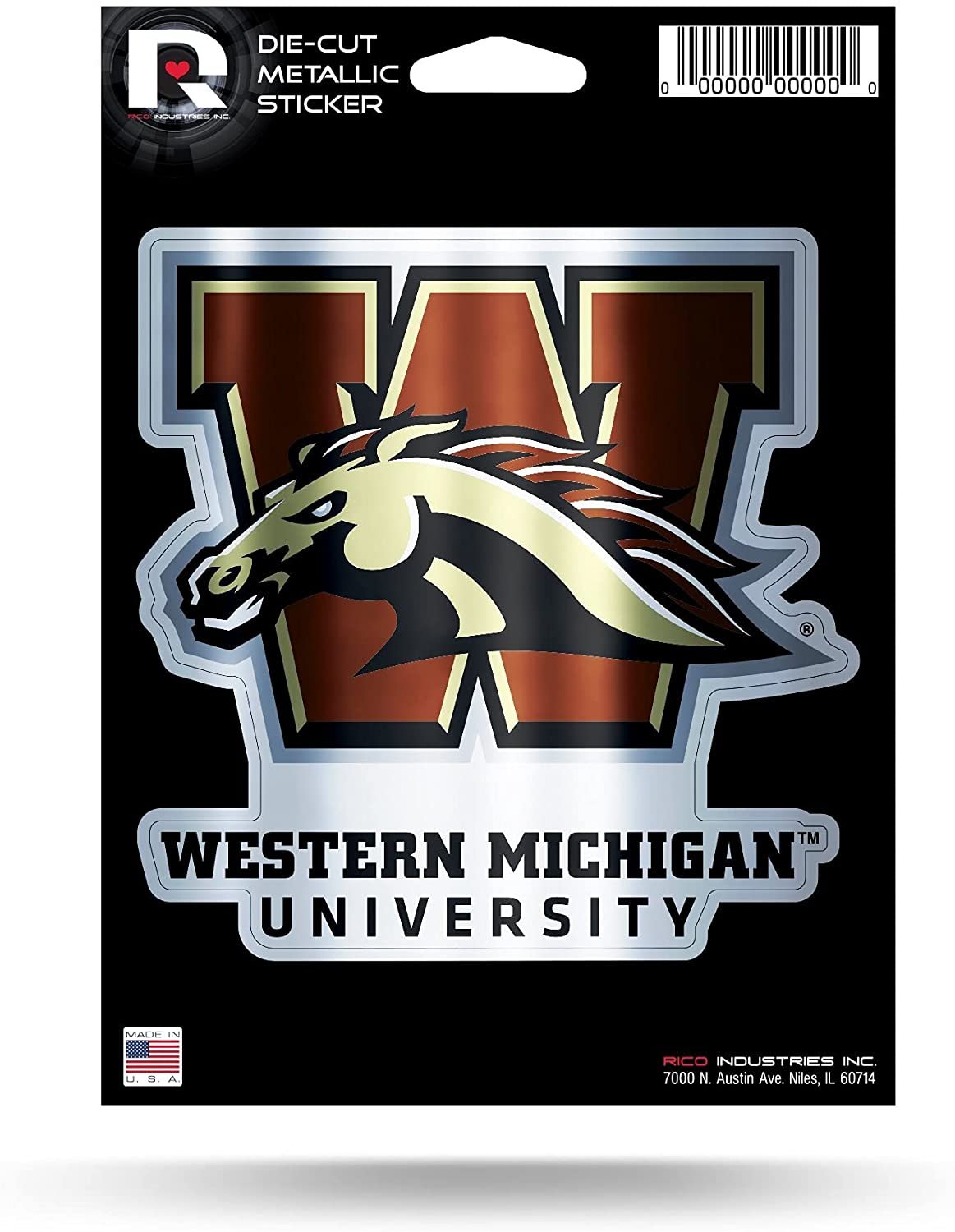 Western Michigan University Broncos 5 Inch Sticker Decal Metallic Shimmer Design Flat Vinyl