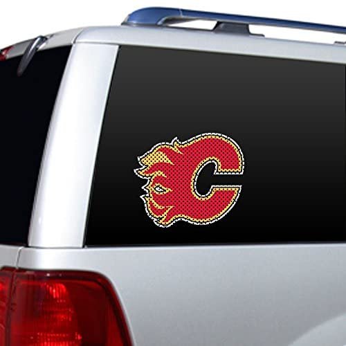 Calgary Flames 12 Inch Preforated Window Film Decal Sticker, One-Way Vision, Adhesive Backing