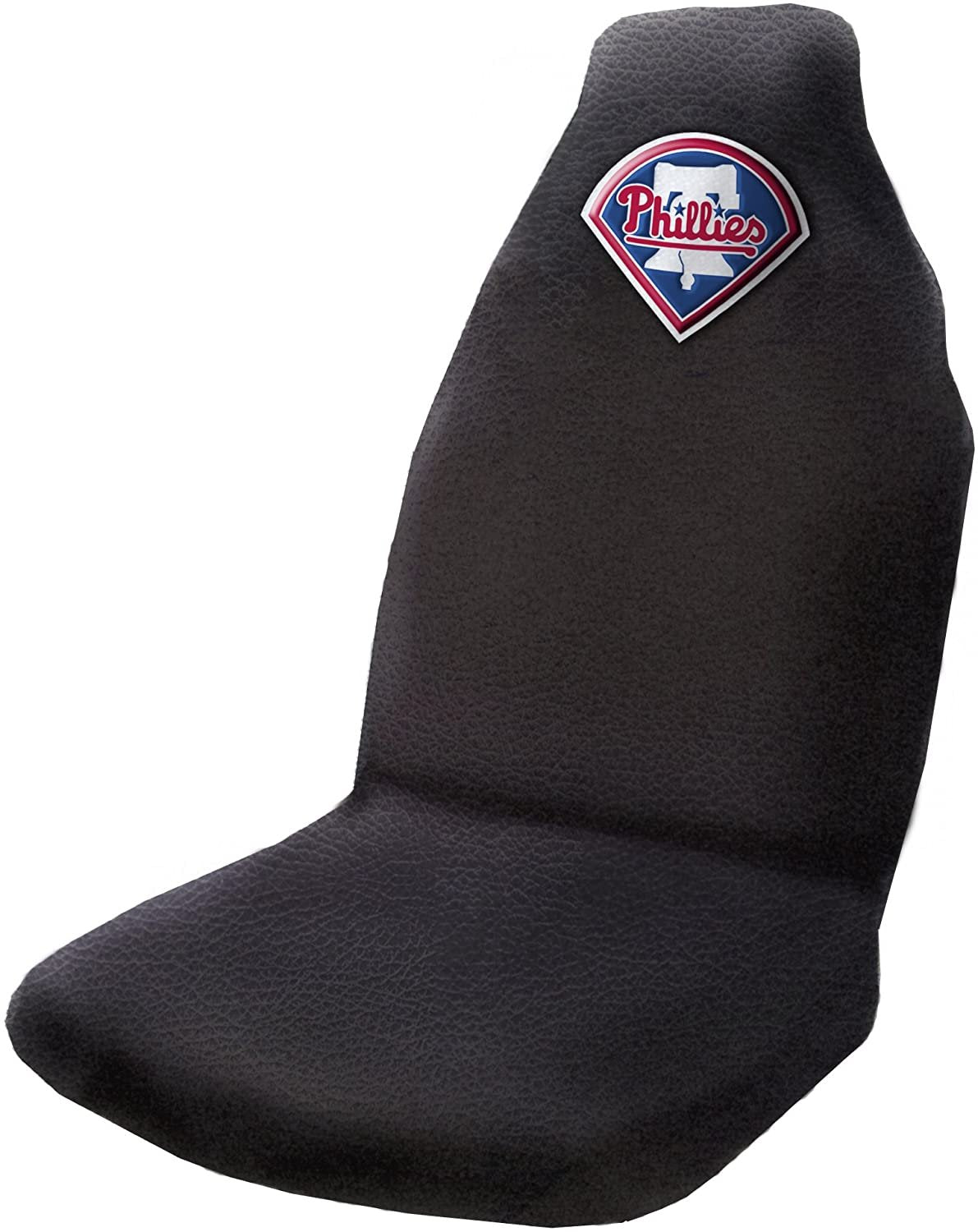 Philadelphia Phillies Premium Embroidered Black Auto Bucket Seat Cover, 48x20 Inch, Elastic