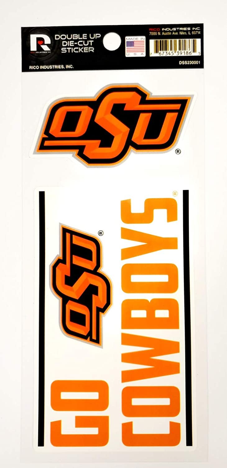 Oklahoma State University Cowboys 2-Piece Double Up Die Cut Sticker Decal Sheet, 4x8 Inch