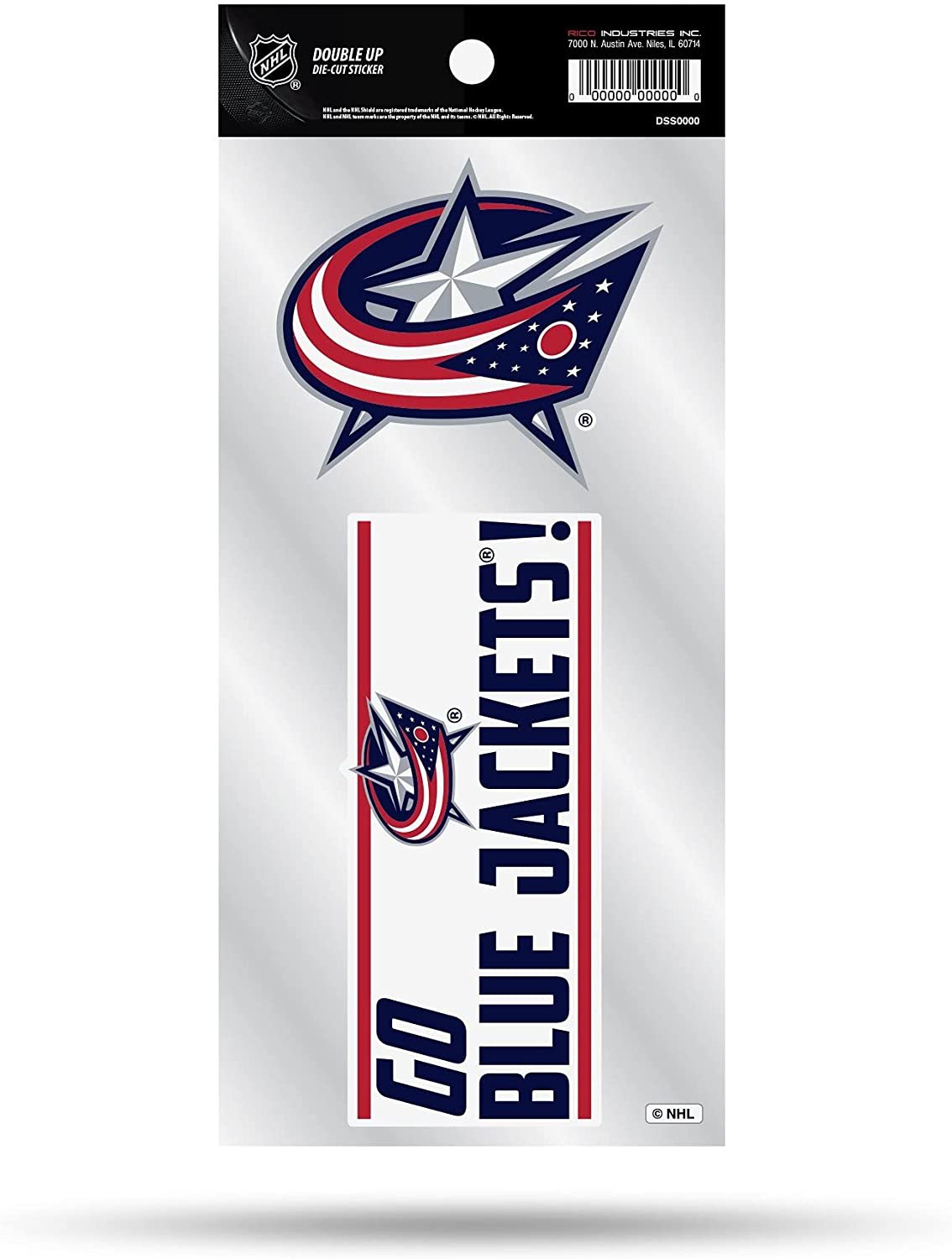 Columbus Blue Jackets 2-Piece Double Up Die Cut Sticker Decal Sheet, 4x8 Inch