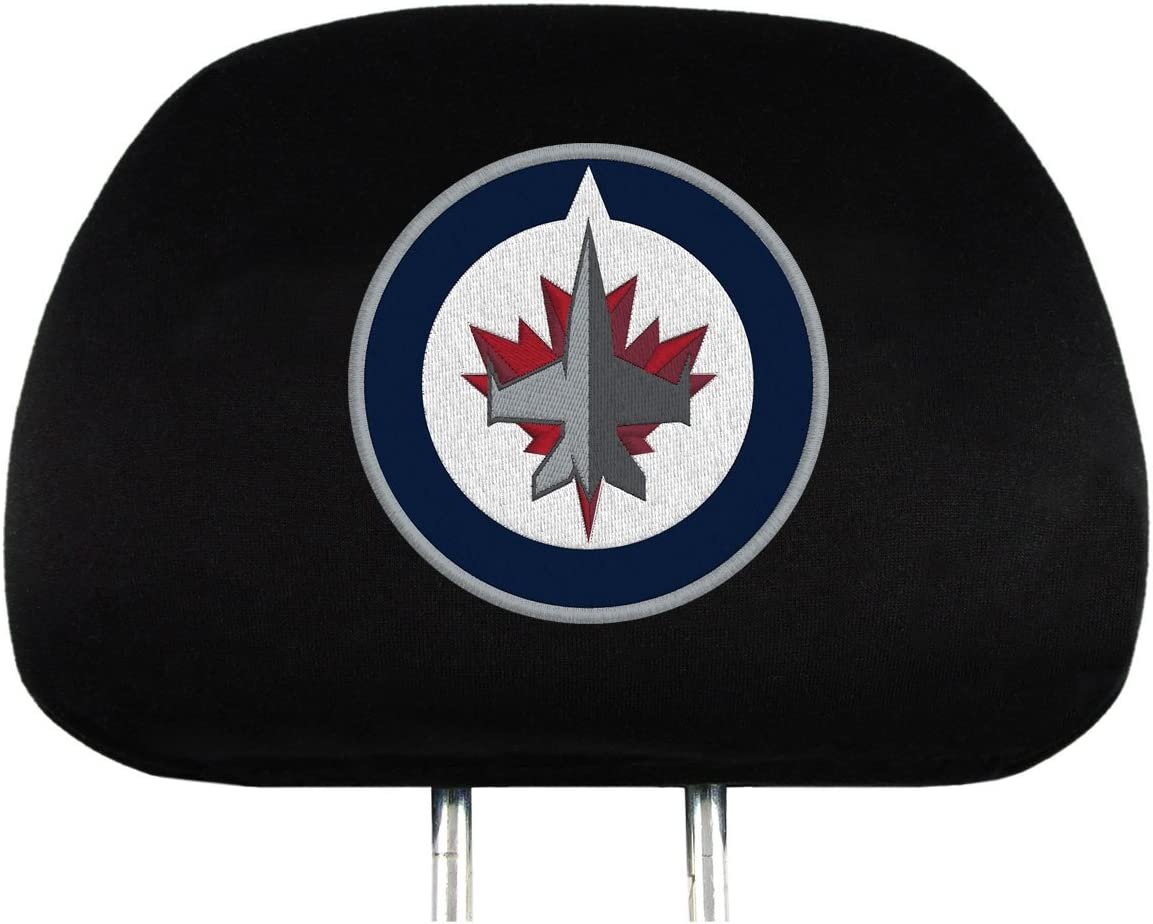New York Jets Premium Pair of Auto Head Rest Covers, Black, Elastic, 10x14 Inch