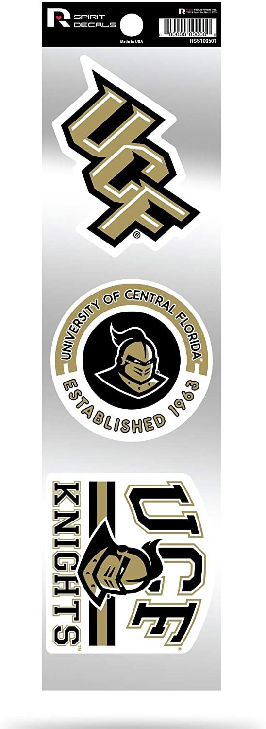 University of Central Florida Knights UCF 3-Piece Retro Decal Sticker Sheet, Die Cut, Clear Backing, 3x12 Inch