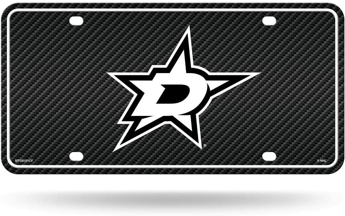 Dallas Stars Metal Auto Tag License Plate, Carbon Fiber Design, 6x12 Inch
