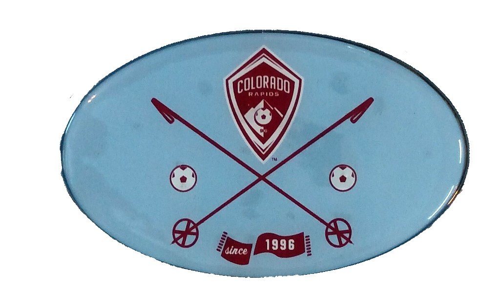 Colorado Rapids Raised Metal Domed Oval Color Chrome Auto Emblem Decal MLS Soccer Football Club