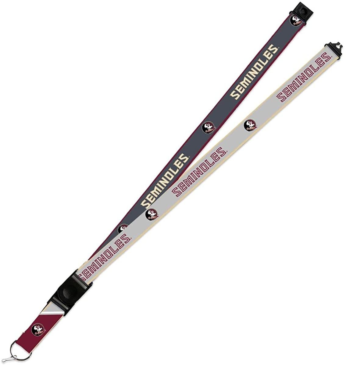 Florida State Seminoles Lanyard Keychain 2-sided Breakaway Clip GRAY University