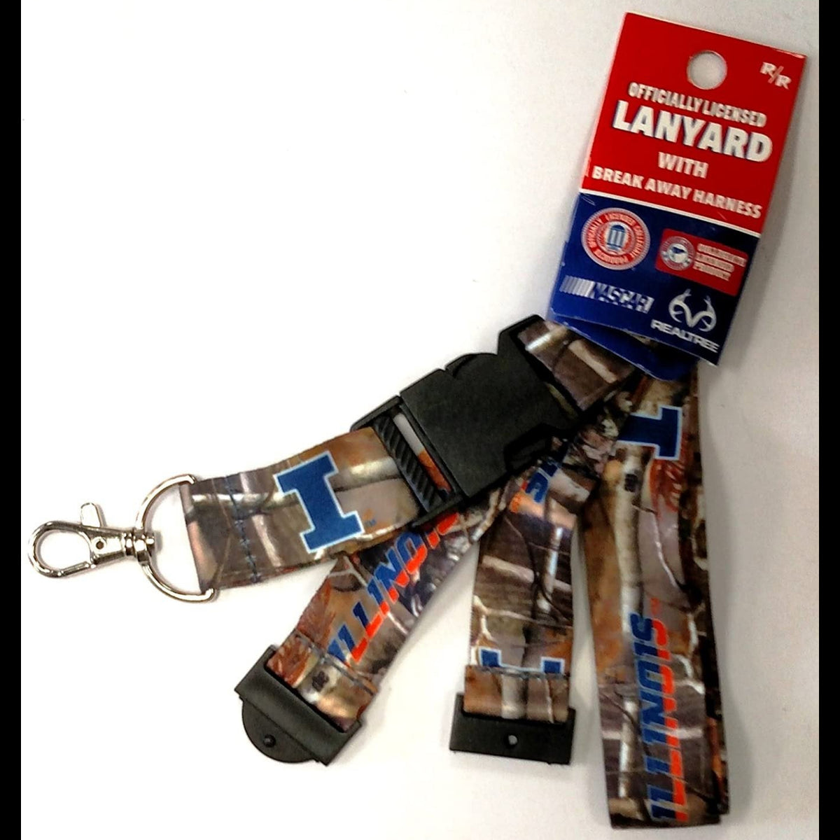 University of Illinois Fighting Illini Camo Lanyard Keychain Double Sided Breakaway Safety Design Adult 18 Inch