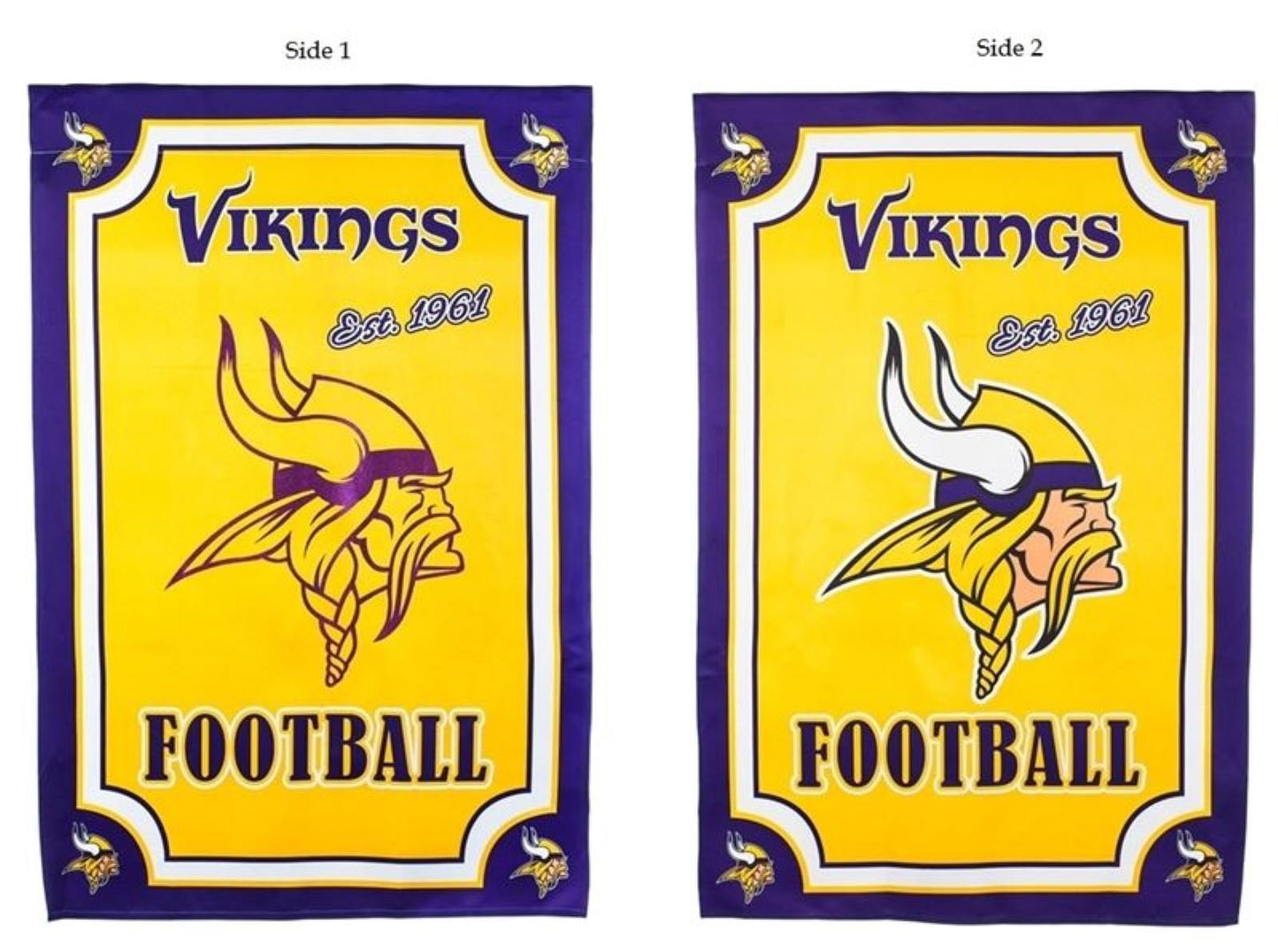 Minnesota Vikings Premium 2-Sided House Banner Flag 28x44 Inch Vertical Suede Glitter Design