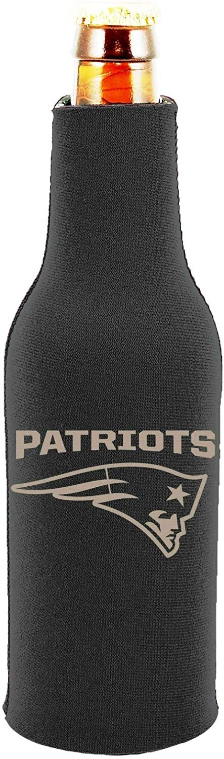 New England Patriots 2-Pack Tonal Black Design Zipper Bottle Neoprene Beverage Insulator Holder Football