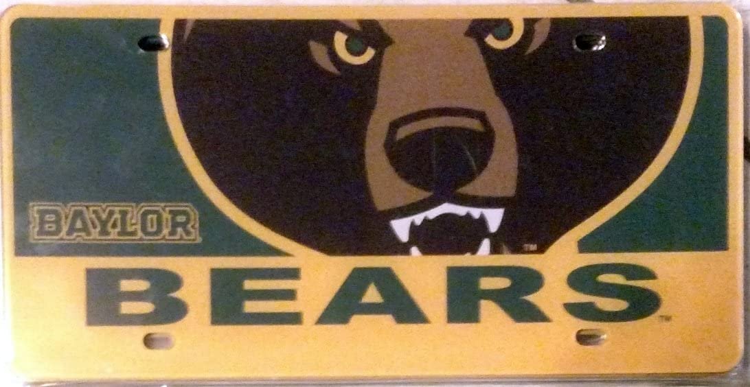 Baylor University Bears Laser Tag License Plate, Mega Logo, Mirrored Acrylic, 6x12 Inch