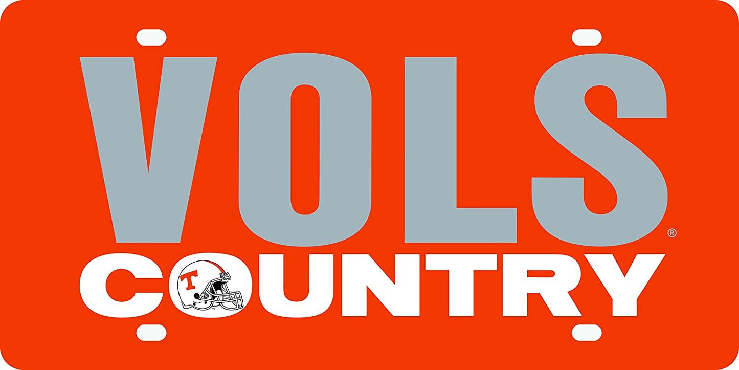 University of Tennessee Volunteers Premium Laser Cut Tag License Plate, Country Design, Mirrored Acrylic Inlaid, 6x12 Inch