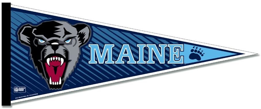 University of Maine Black Bears Soft Felt Pennant, Mascot Design, 12x30 Inch, Easy To Hang