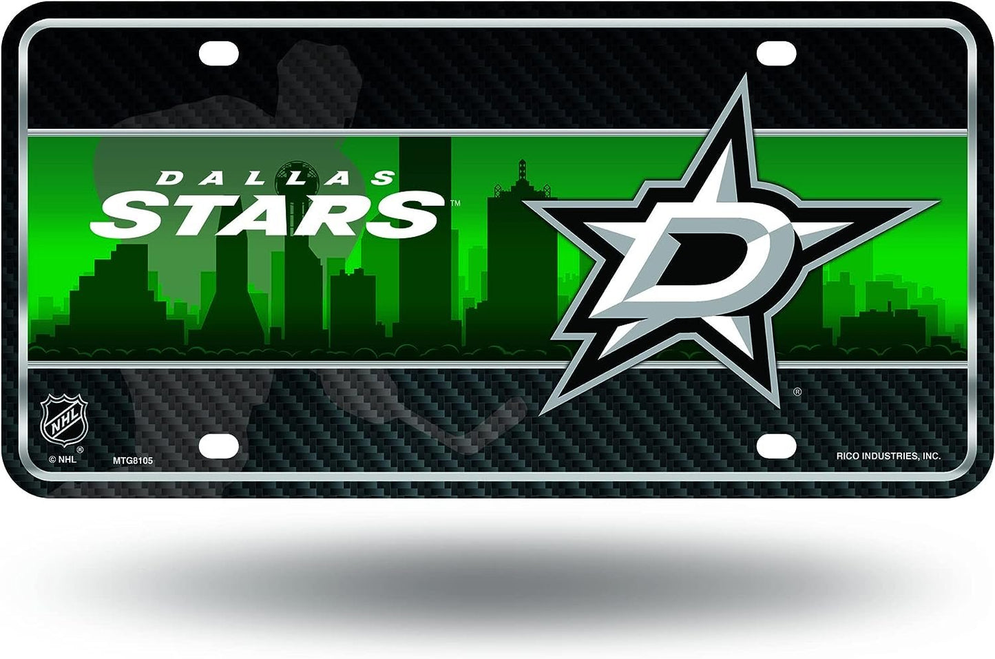 Dallas Stars Metal Tag License Plate 6x12 Inch, City Skyline Design