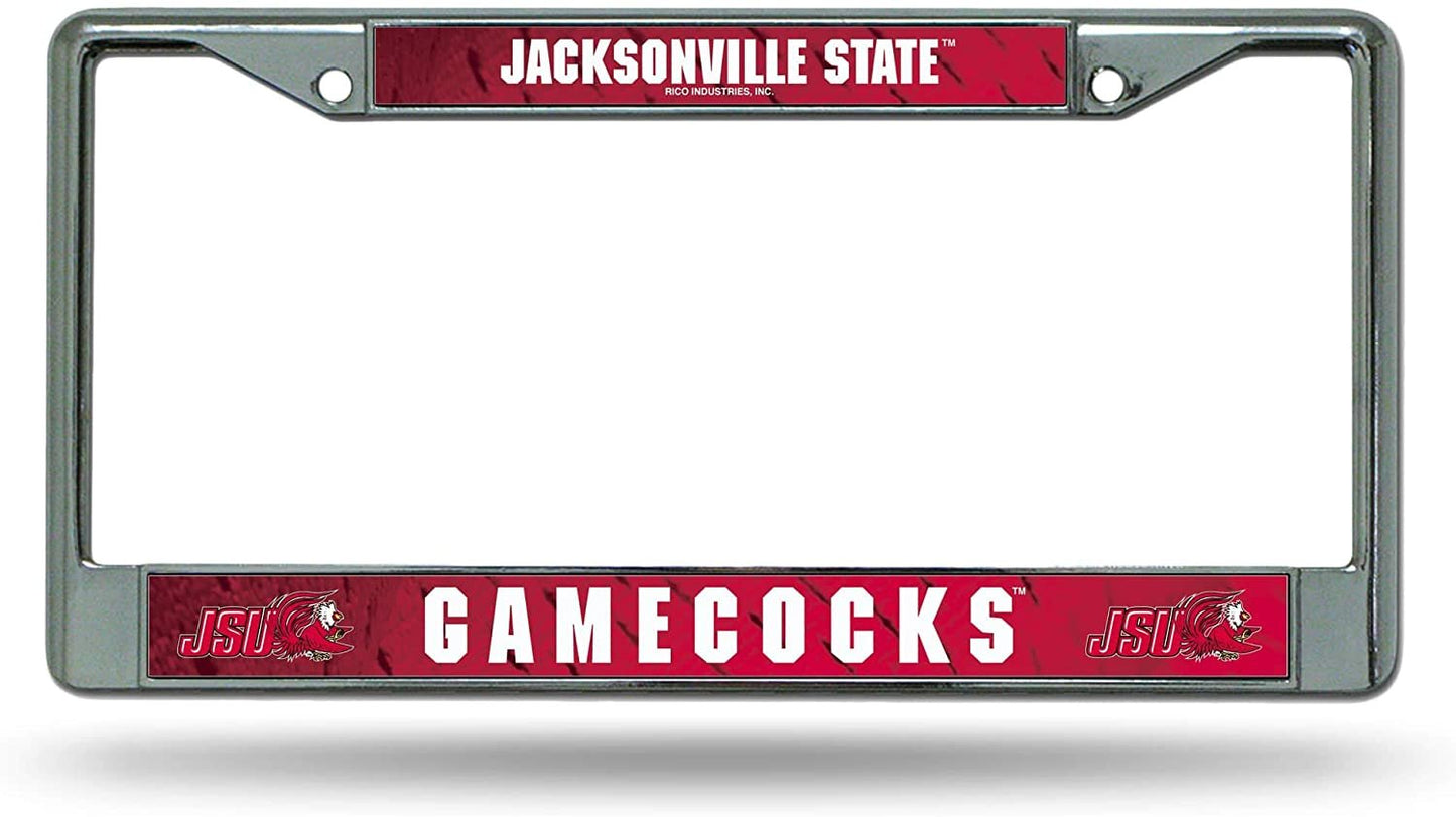 Jacksonville State University Gamecocks Premium Metal License Plate Frame Chrome Tag Cover, 12x6 Inch