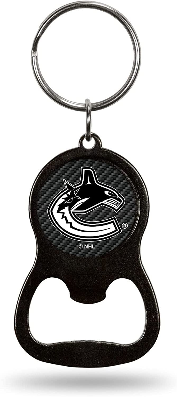 Vancouver Canucks Keychain Bottle Opener Carbon Fiber Design Metal Hockey