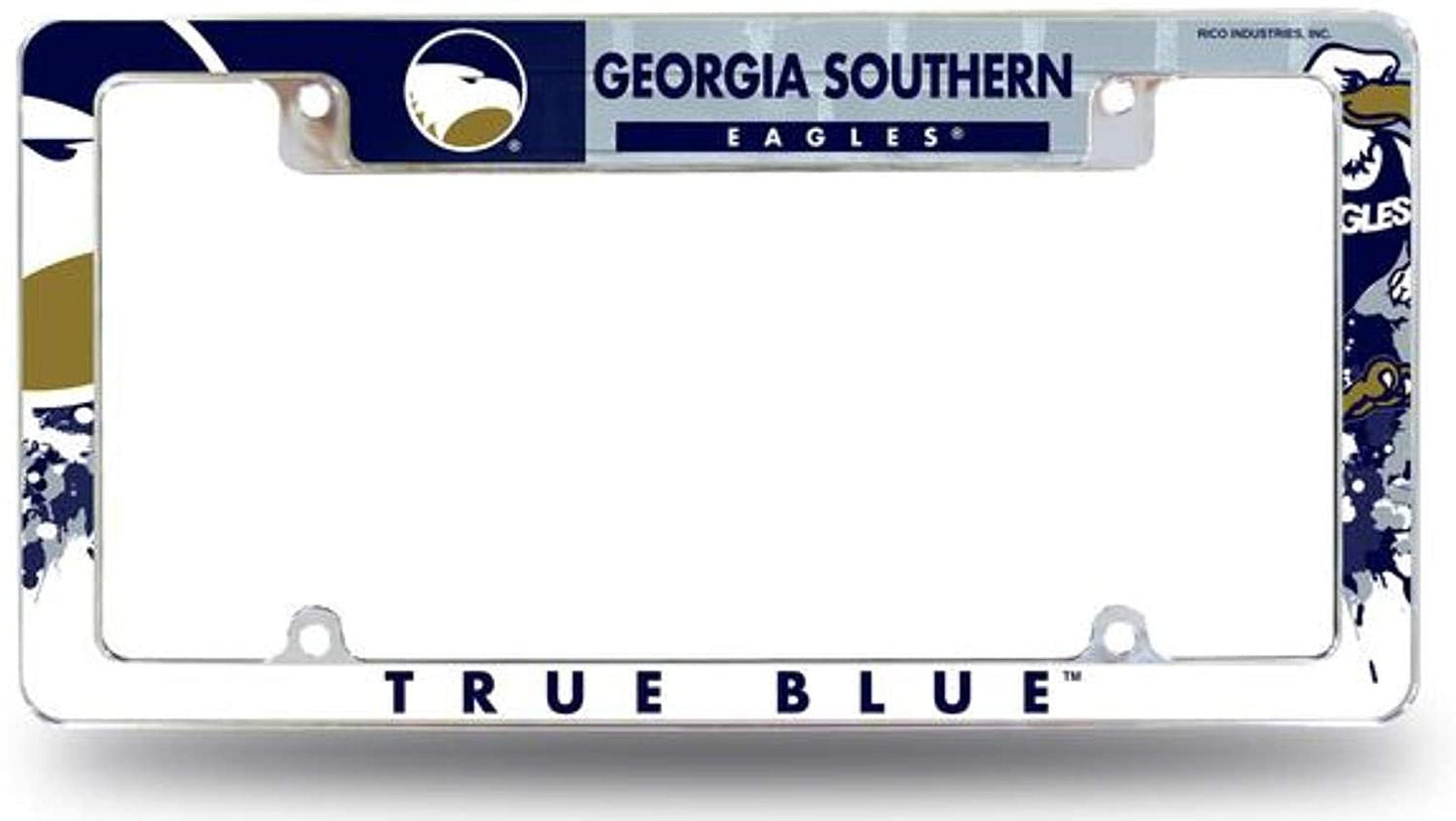 Georgia Southern University Eagles Metal License Plate Frame Tag Cover, All Over Design, 12x6 Inch