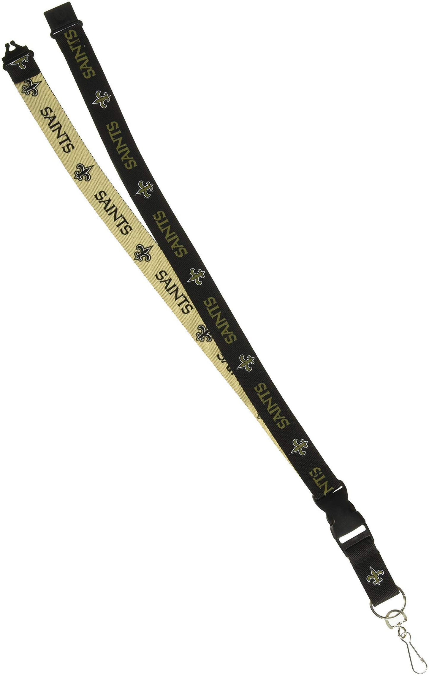 New Orleans Saints Premium Lanyard Keychain, Breakaway Safety Style, 2-Tone Design, Adult Size, 36 x .75 Inch