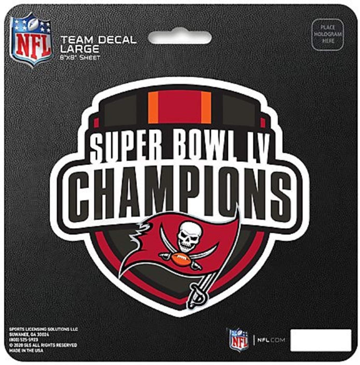 Tampa Bay Buccaneers Super Bowl LV Champions Large 7 Inch Sticker, Flat Vinyl Die Cut Decal Auto Home Football