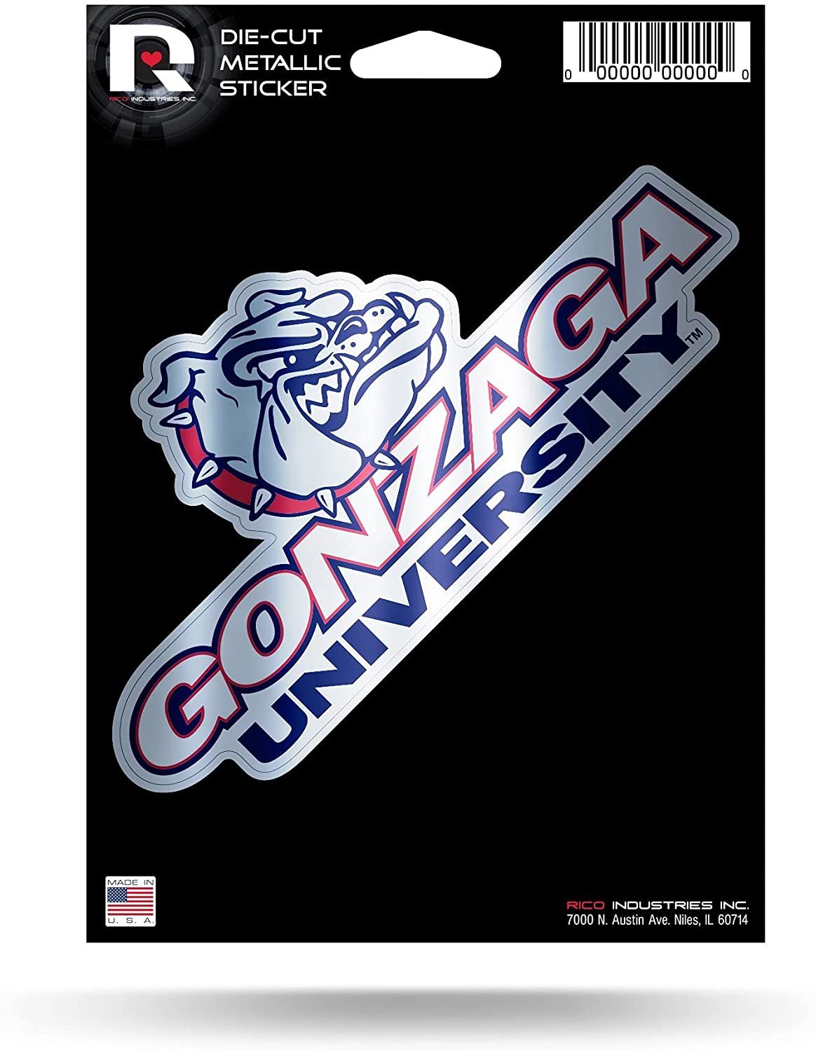 Gonzaga University Bulldogs 5 Inch Sticker Decal Metallic Shimmer Design Flat Vinyl