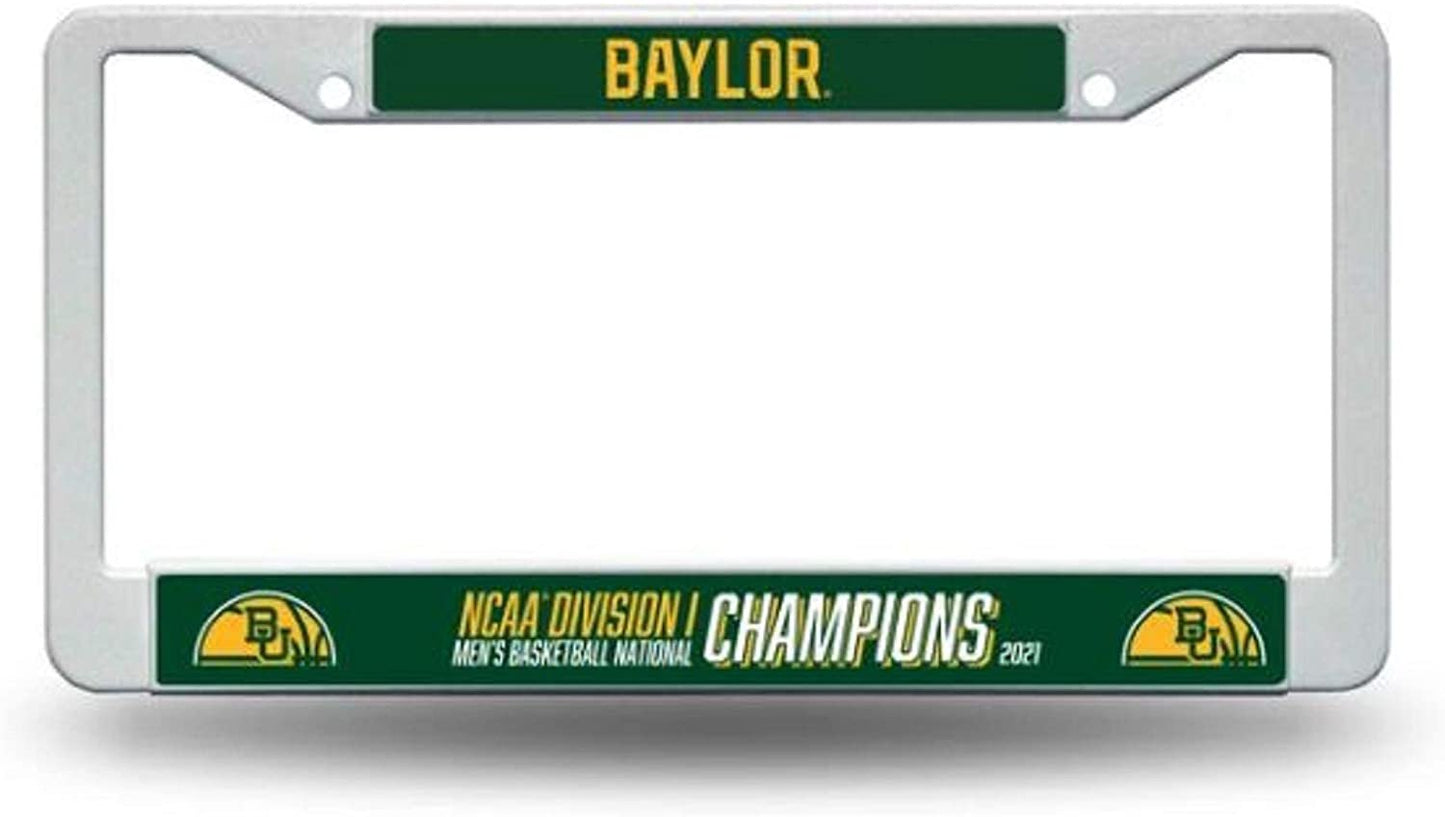Baylor University Bears 2021 Champions License Plate Frame Tag Cover, White Plastic