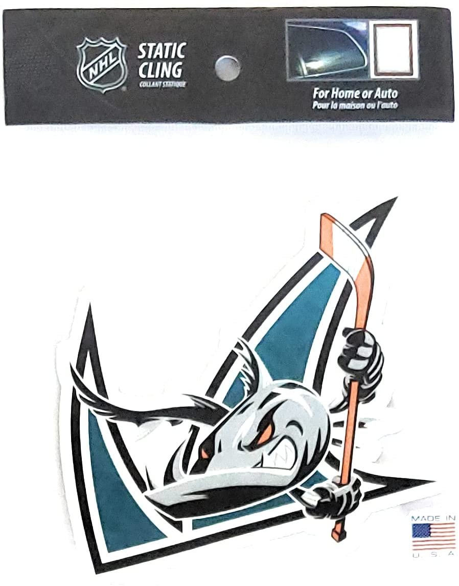 San Jose Barracudas AHL 6 Inch Flat Static Cling Decal, Peel and Stick Application, Officially Licensed