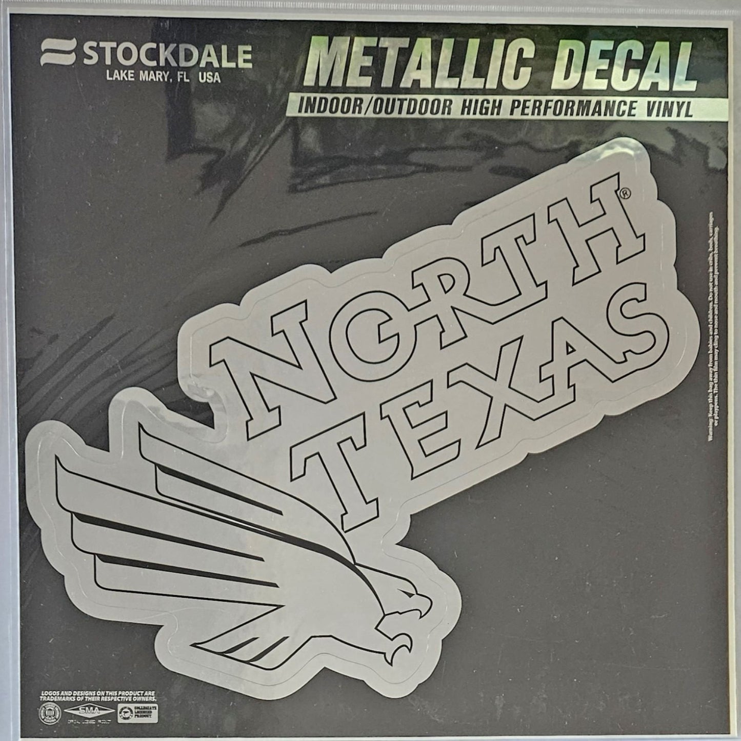 University of North Texas Mean Green Decal Sticker, Die Cut, 12 Inch, Chrome Shimmer Design, All Surface, Full Adhesive Backing, Officially Licensed