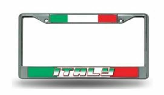 Italy National Soccer Team World Cup Chrome Metal License Plate Frame Tag Cover, 6x12 Inch