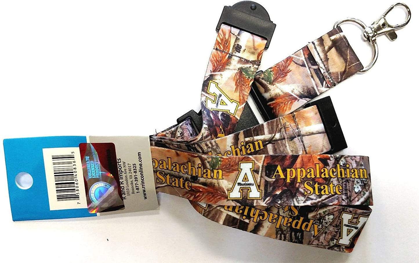 Appalachian State University Mountainners Camo Lanyard Keychain Double Sided Breakaway Safety Design Adult 18 Inch