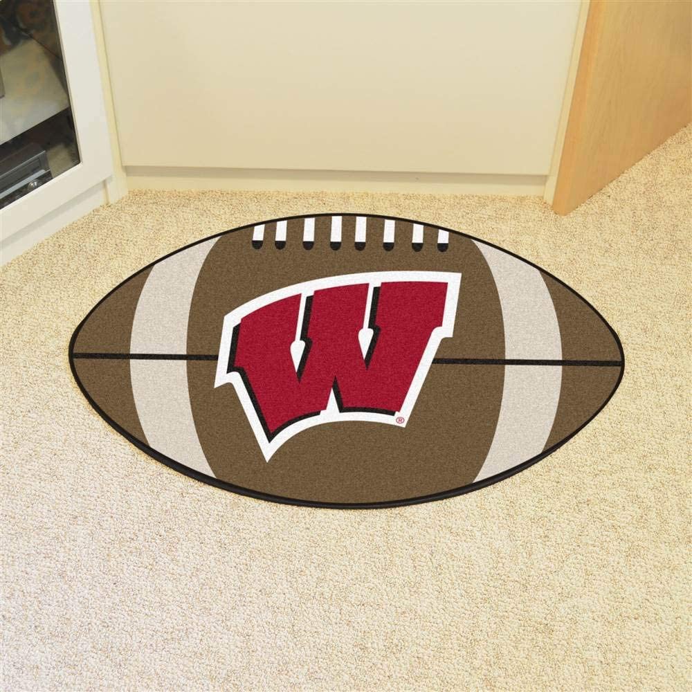 University of Wisconsin Badgers Floor Mat Area Rug, 20x32 Inch, Non-Skid Backing, Football Design