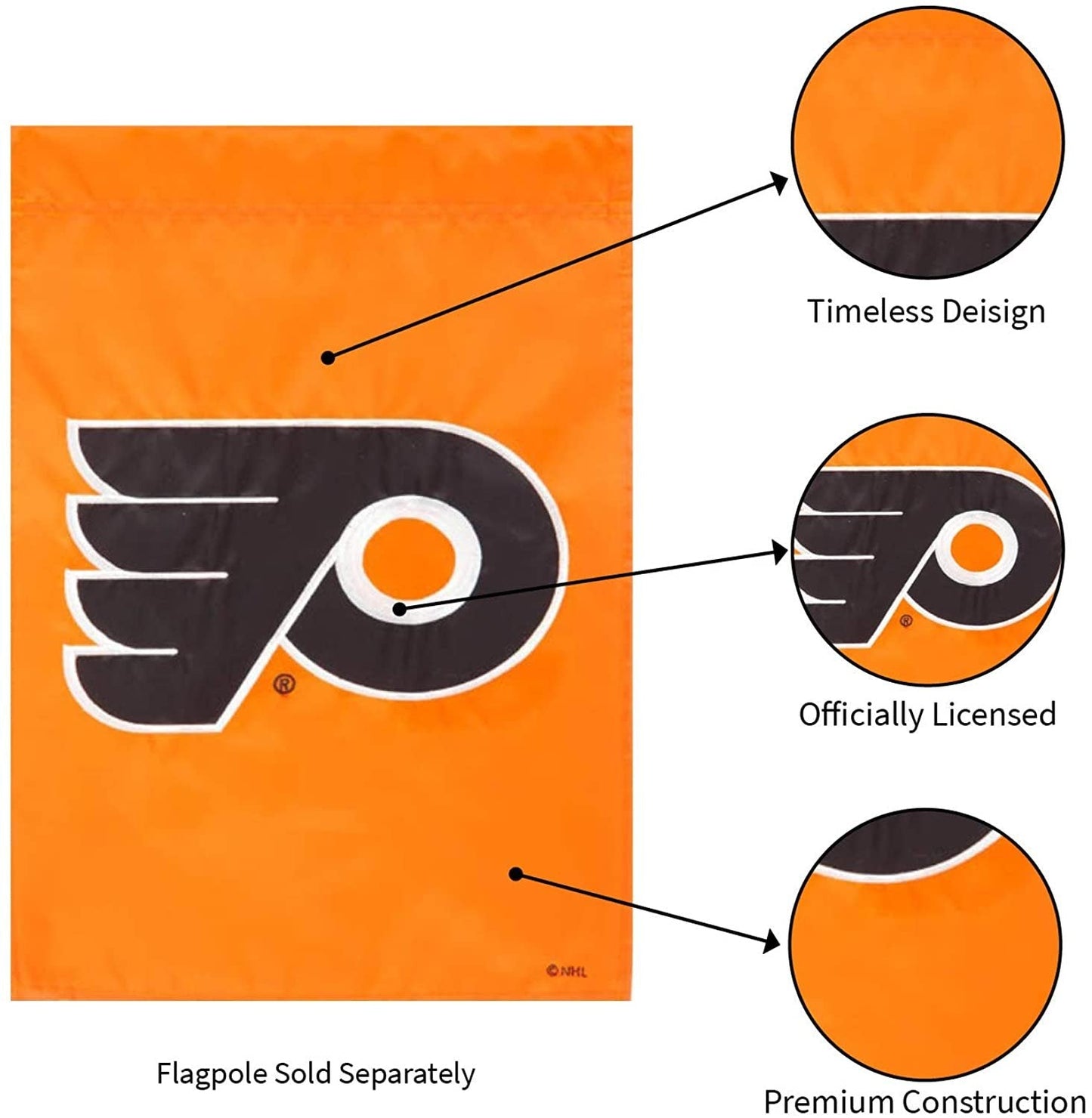 Philadelphia Flyers Premium Garden Flag Banner, Double Sided, Emroidered, 13x18 Inch