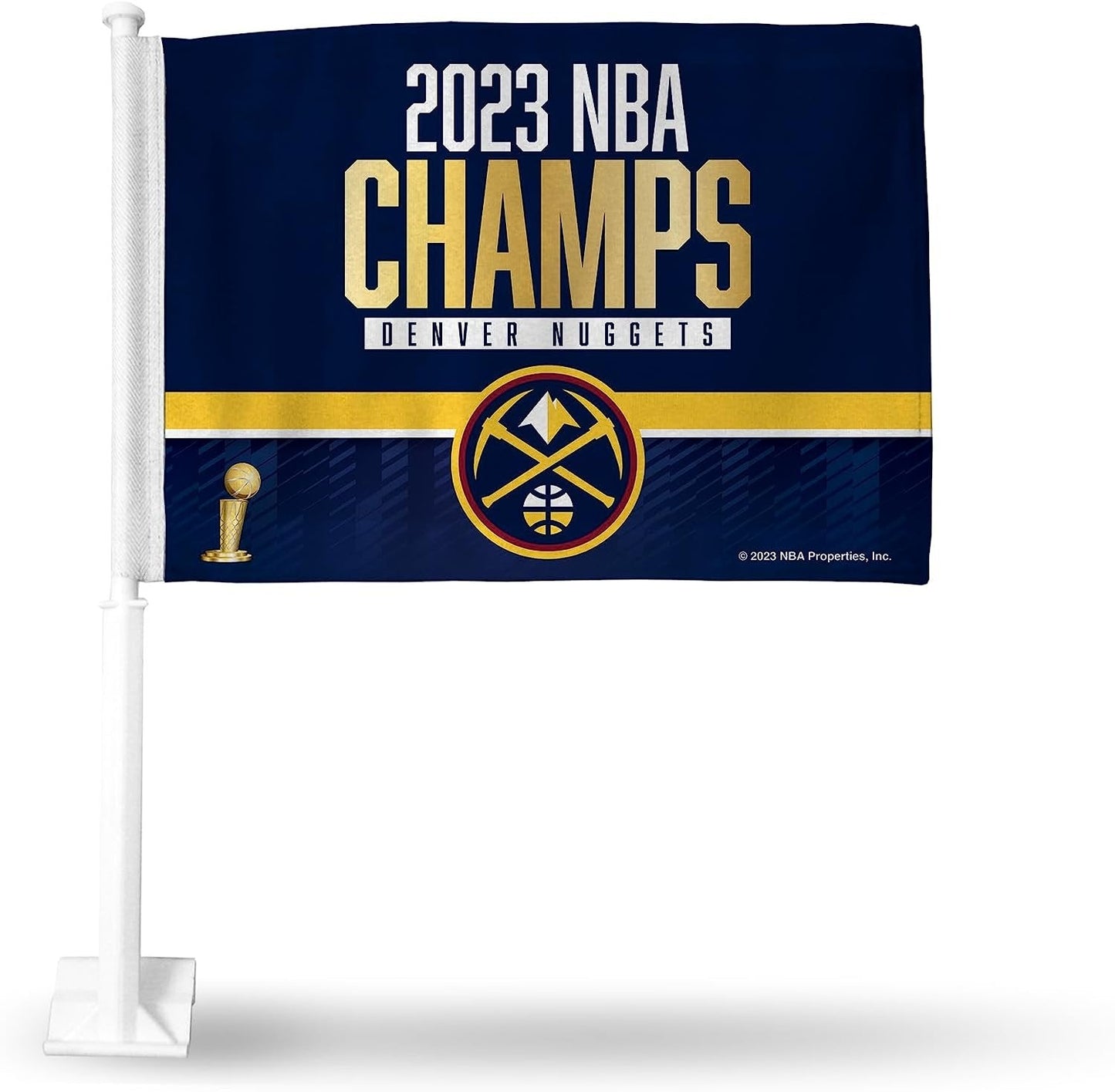 Denver Nuggets 2023 NBA Champions Premium Double Sided Car Flag Banner, Includes Plastic Display Pole