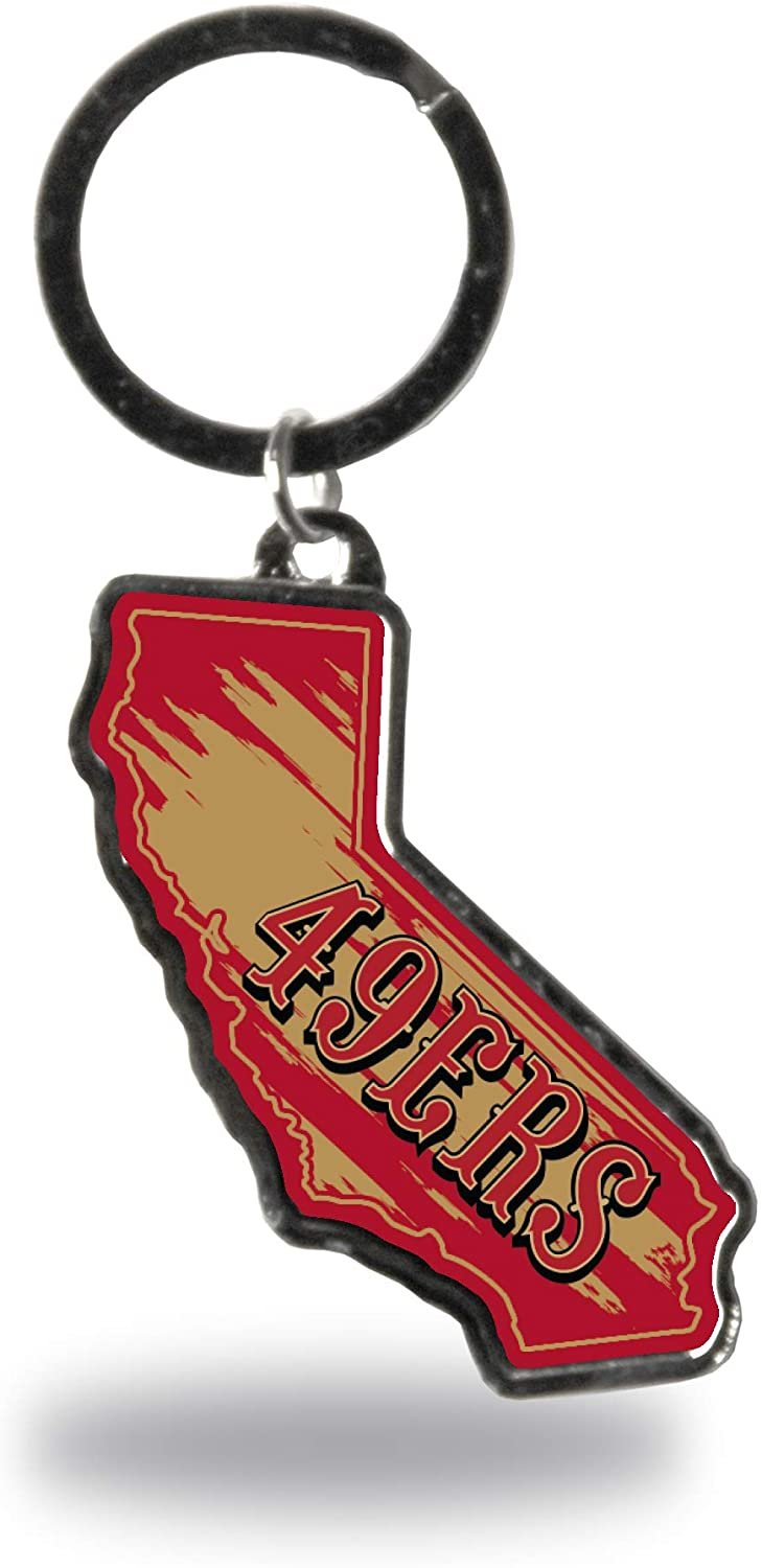 San Francisco 49ers Premium Metal Keychain, State Shaped, Team Color