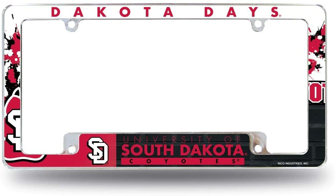 South Dakota Coyotes Metal License Plate Frame Tag Cover All Over Design University of