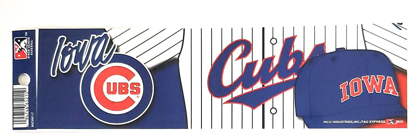 Iowa Cubs Traditional Bumper Sticker, 3x11 Inch, Full Adhesive Backing, Flat Vinyl, Officially Licensed