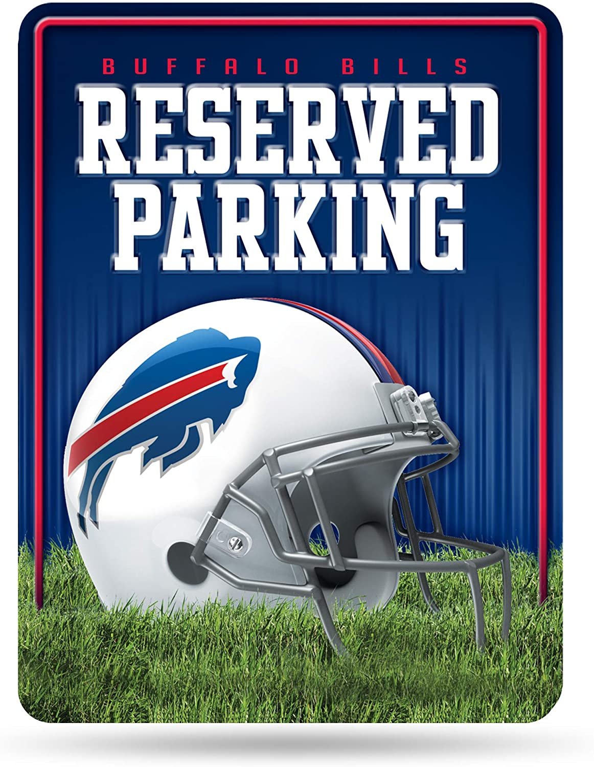 Buffalo Bills Metal Wall Parking Sign, 8.5x11 Inch, Primary Design, Great for Man Cave, Bed Room, Office, Home Decor