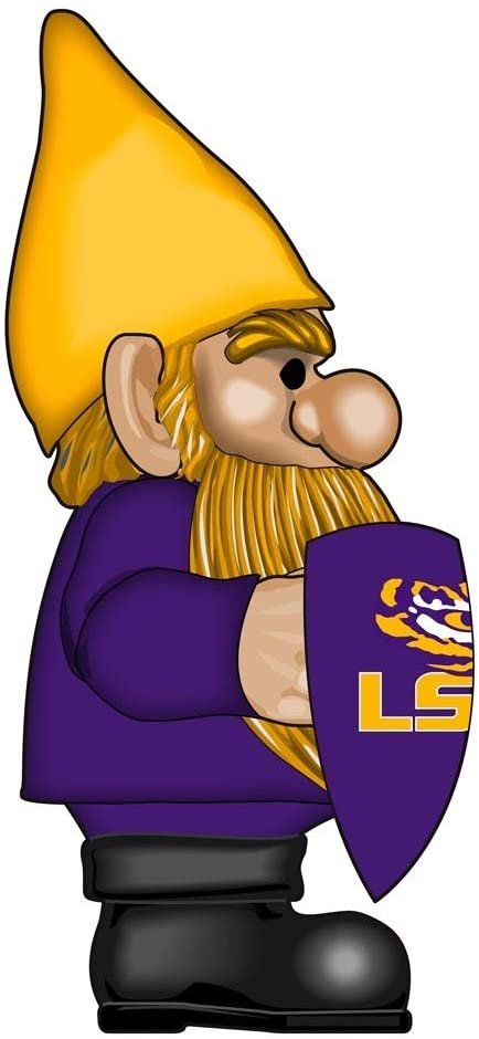 Louisiana State University LSU Tigers 10 Inch Outdoor Garden Gnome Decoration, Includes Team Flag