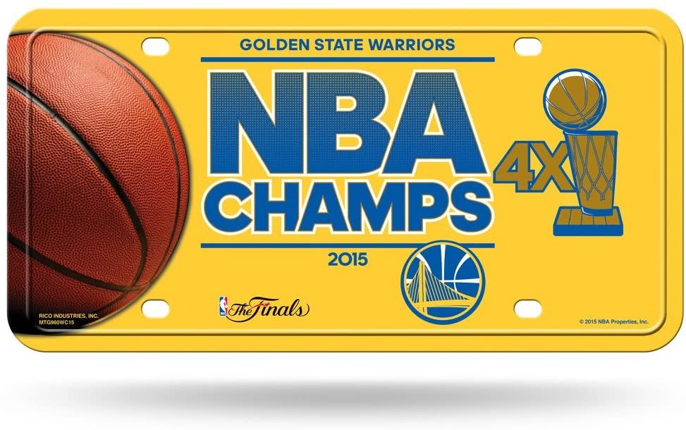 Golden State Warriors Metal Auto Tag License Plate, 2015 Champions, 6x12 Inch